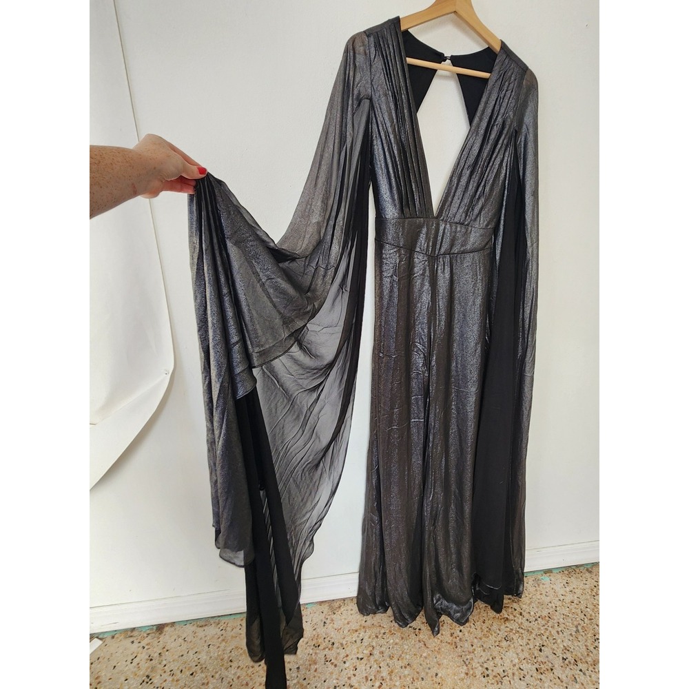 AG Studio Jumpsuit Long Silver Made in USA Sleeve Open Shawl Small
